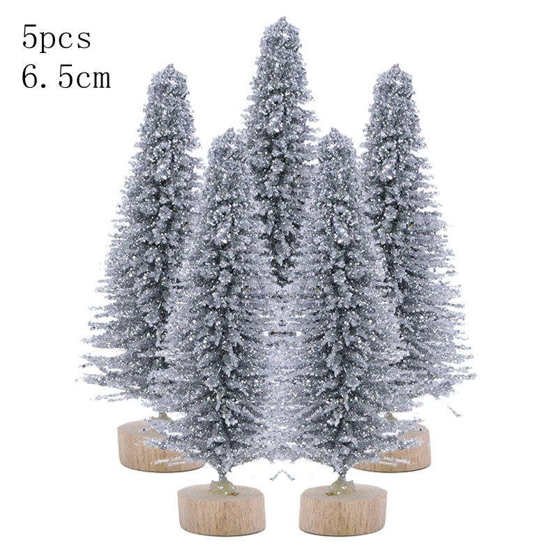 glitter 6.5cm 5pcs 5 шт. 5 размер искусственная декорированная Мини Рождественская елка Рождественское украшение елка Рождественская мини поддельная елка новогодний декор Navidad - Цвет: glitter 6.5cm 5pcs