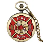Часы мужские карманные кварцевые, с подвеской в виде пожарного, бронзовые