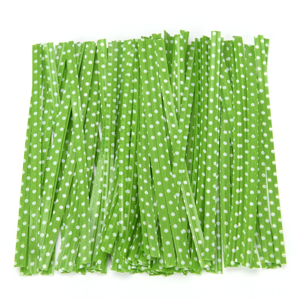 

100Pcs/pack Party Metallic Dot Twist Ties Wire Cello Bags Lollipop Pack Fastener Sealing For Cake Pops Candy Supplies