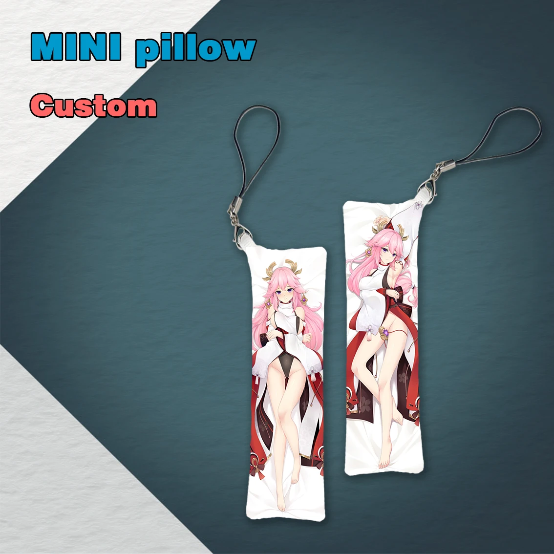 Anime Game Genshin Impact Yae Kamiko Mini Dakimakura Keychain Pillow Hanging Ornament Phone Strap Cute Gift 3x10cm |