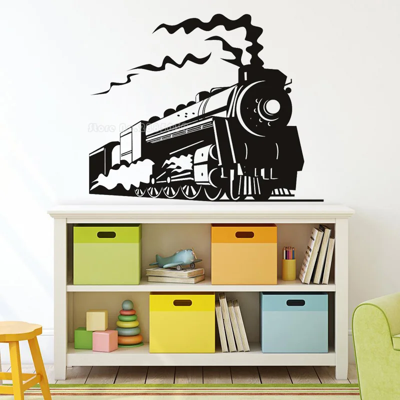 

Классический пар наклейки на стену поезд Съемный Поезд декоративные настенные наклейки для гостиной Детская комната для мальчиков постер для детской LL2766