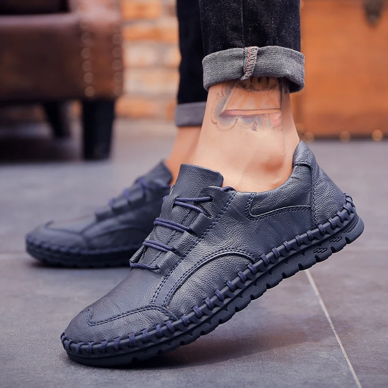 Мужские повседневные кожаные туфли мужские лоферы из натуральной кожи деловая