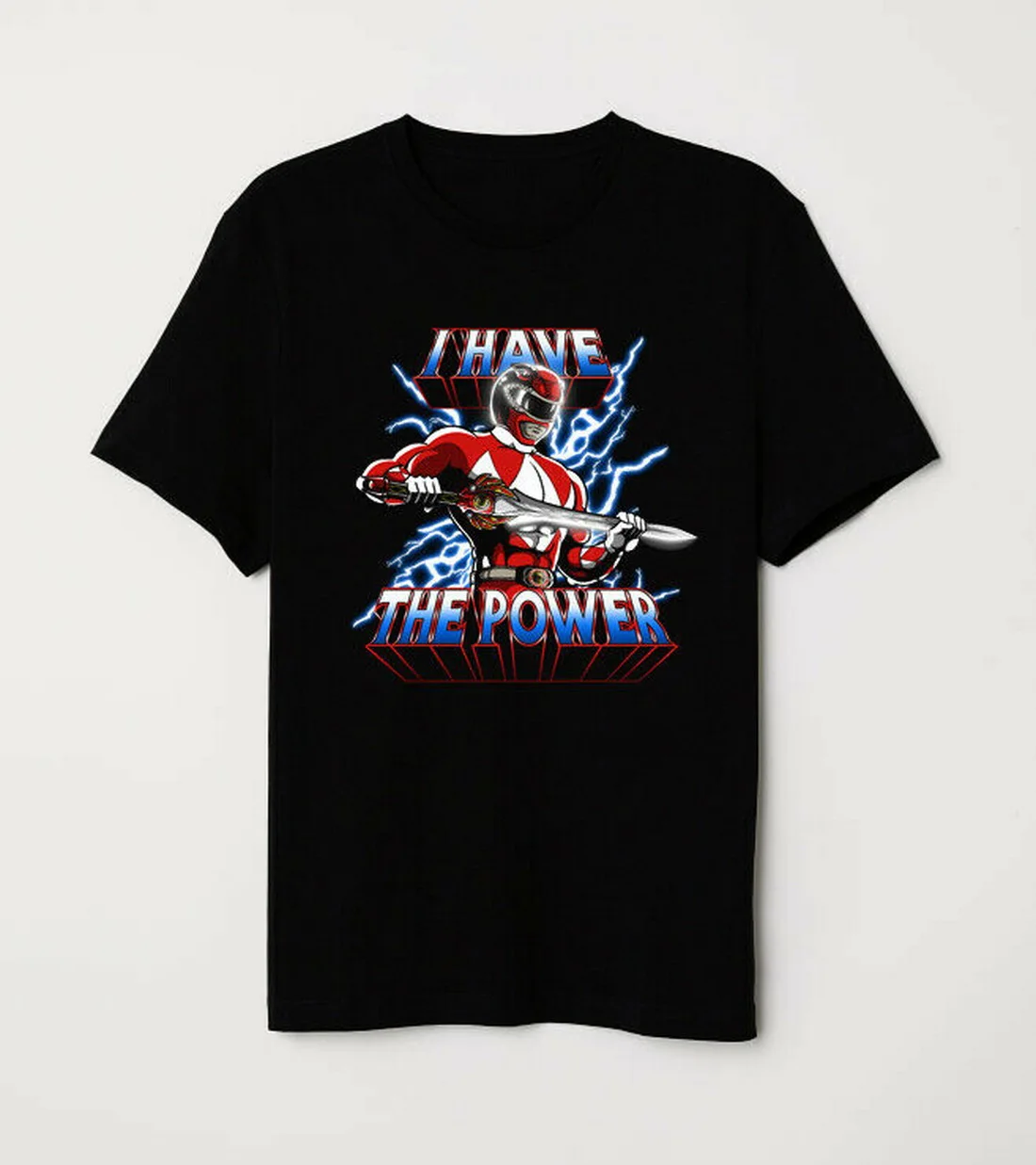 He-man Parody Mighty Morphin' Red Ranger I Have The Power Black Tops Tee T Shirt Streetwear T-Shirt |