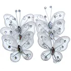 Белые сетчатые бабочки, блестящие стразы, подвески в виде бабочек для свадебных стоек, украшения для вечеринки сделанные своими руками, 5,2 х 5,6 см, 10 шт.