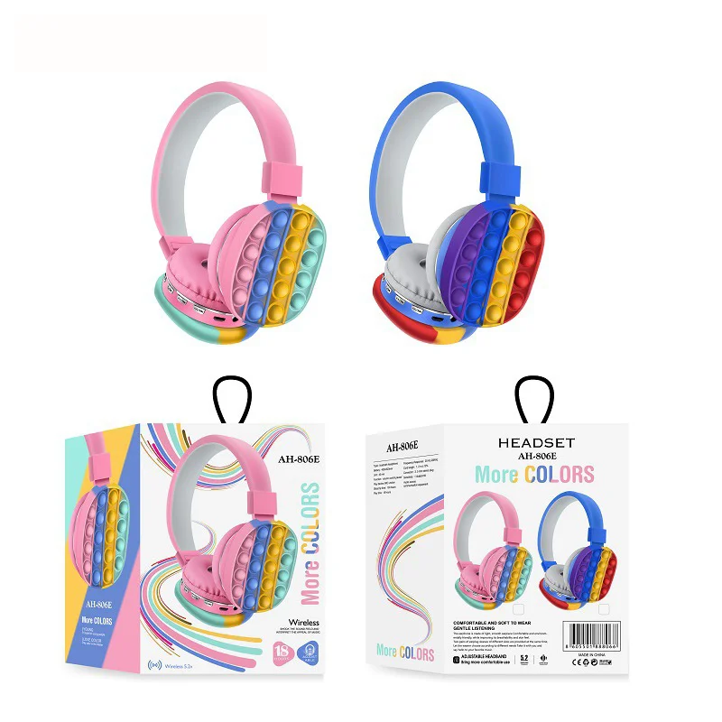 

2021 Headphone Fidget Toy Decompression попит Creative Silicone Headset Toy Fidget Wireless Headphone Toy Tie Dye Headphone