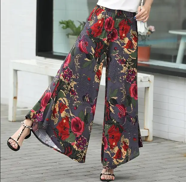 Длинные гаучо Бохо клеш Слон Высокая талия широкие ноги шикарные утонченные