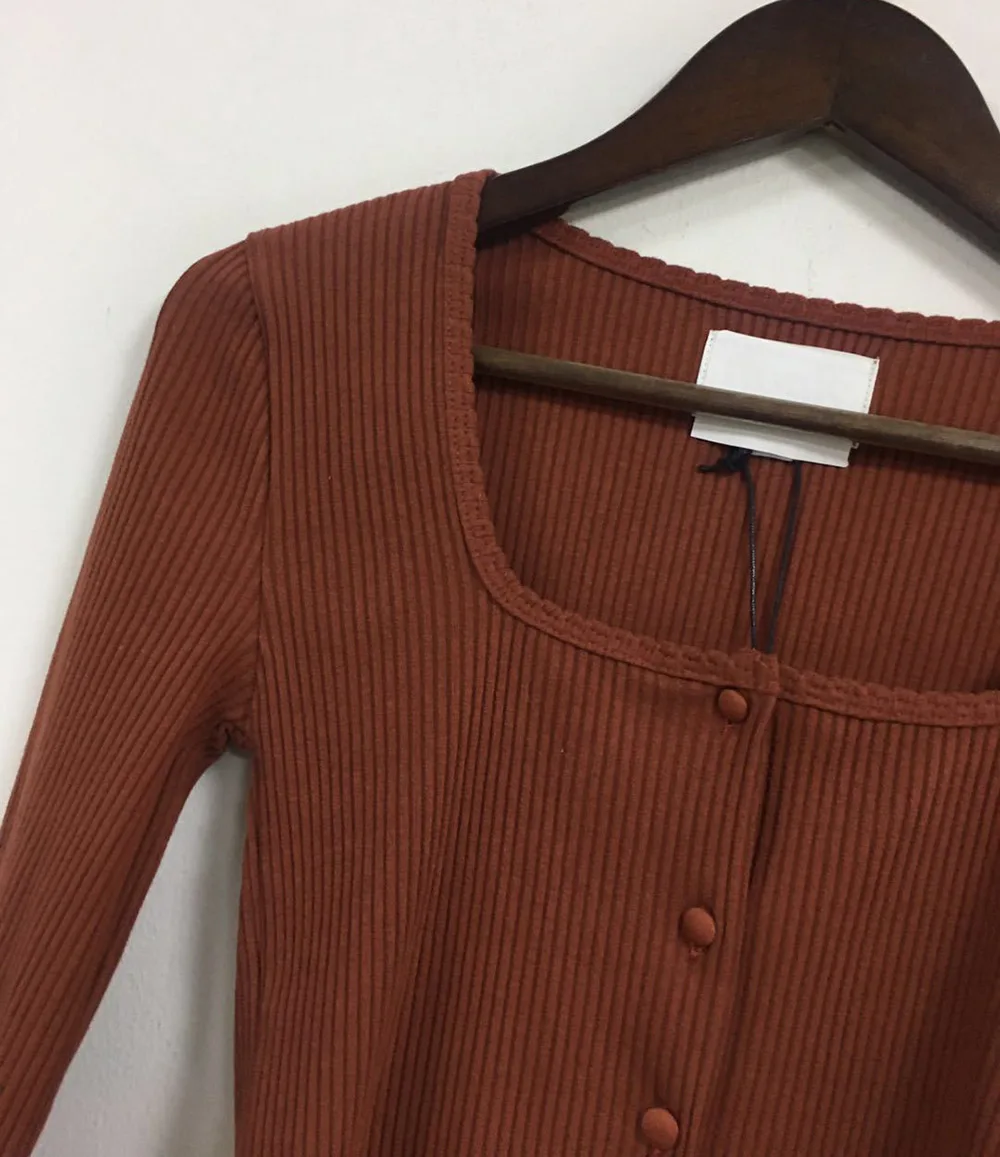 Новинка 2020 Женский однобортный вязаный кардиган с квадратным воротником женский