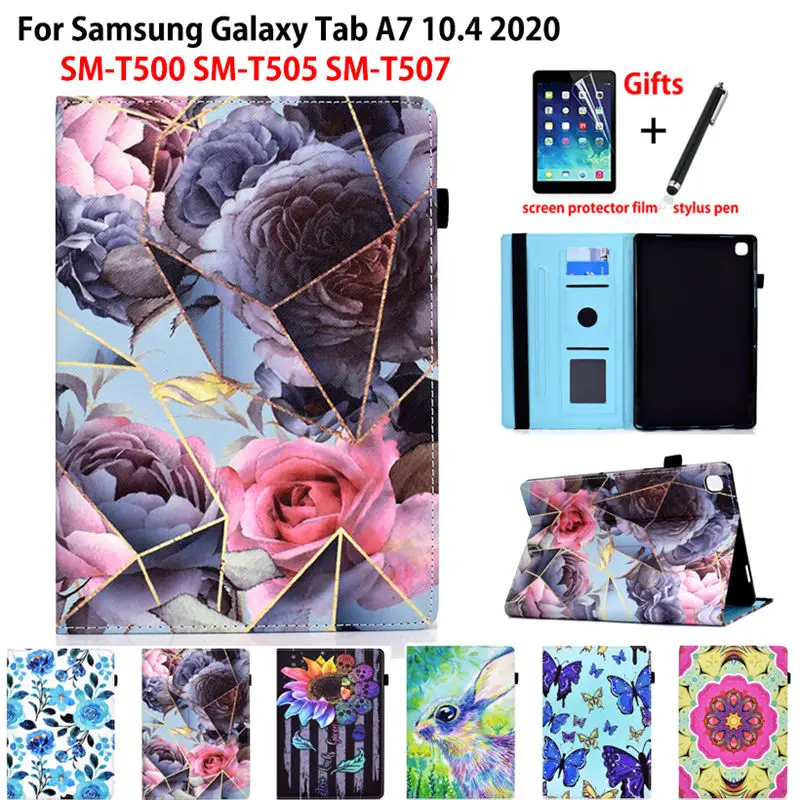 

Чехол для Samsung Galaxy Tab A7 10,4 2020 дюйма, Женский чехол, чехол для планшета с рисунком Розы и цветов, чехол с подставкой + подарки