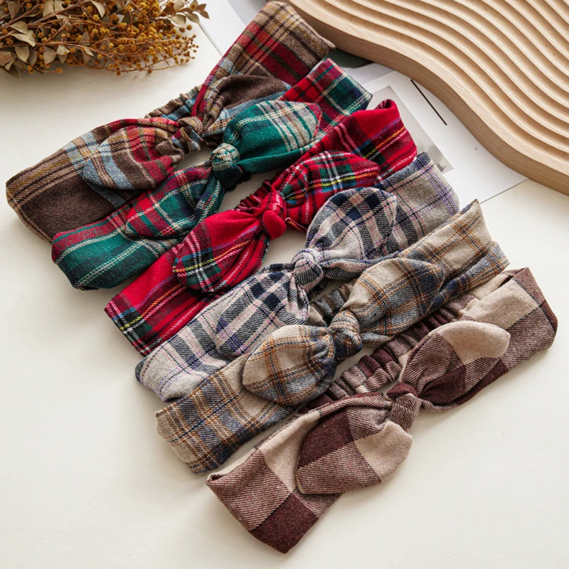 

Women Headband Cross Top Knot Elastic Hair Bands Soft Colorful Plaid Bow Girl Hairband Hair Accessories Twisted Knotted Headwrap