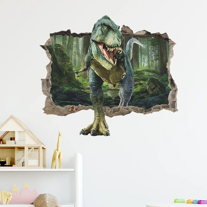 

3D Vivid Dinosaur Wall Sticker Home Decoration Jurassic Period Animal Movie Poster Wall Stickers for Kids Rooms 39*67cm
