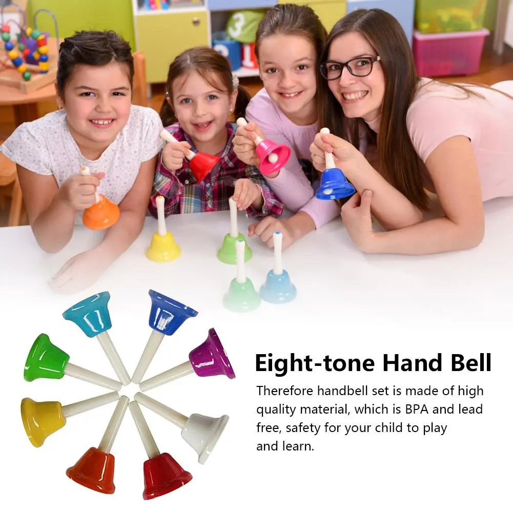 

Набор ручных колокольчиков, красочный перкуссионный 8 Note Diatonic, металлический набор, перкуссионный инструмент для детей, игрушечный музыкал...