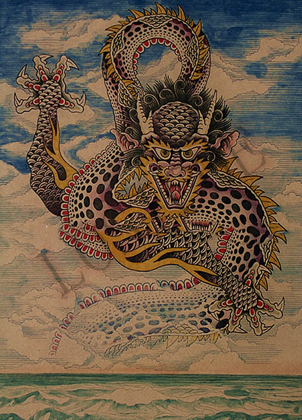 Художественный плакат в стиле ретро с татуировкой на теле Ukiyo-e художественные