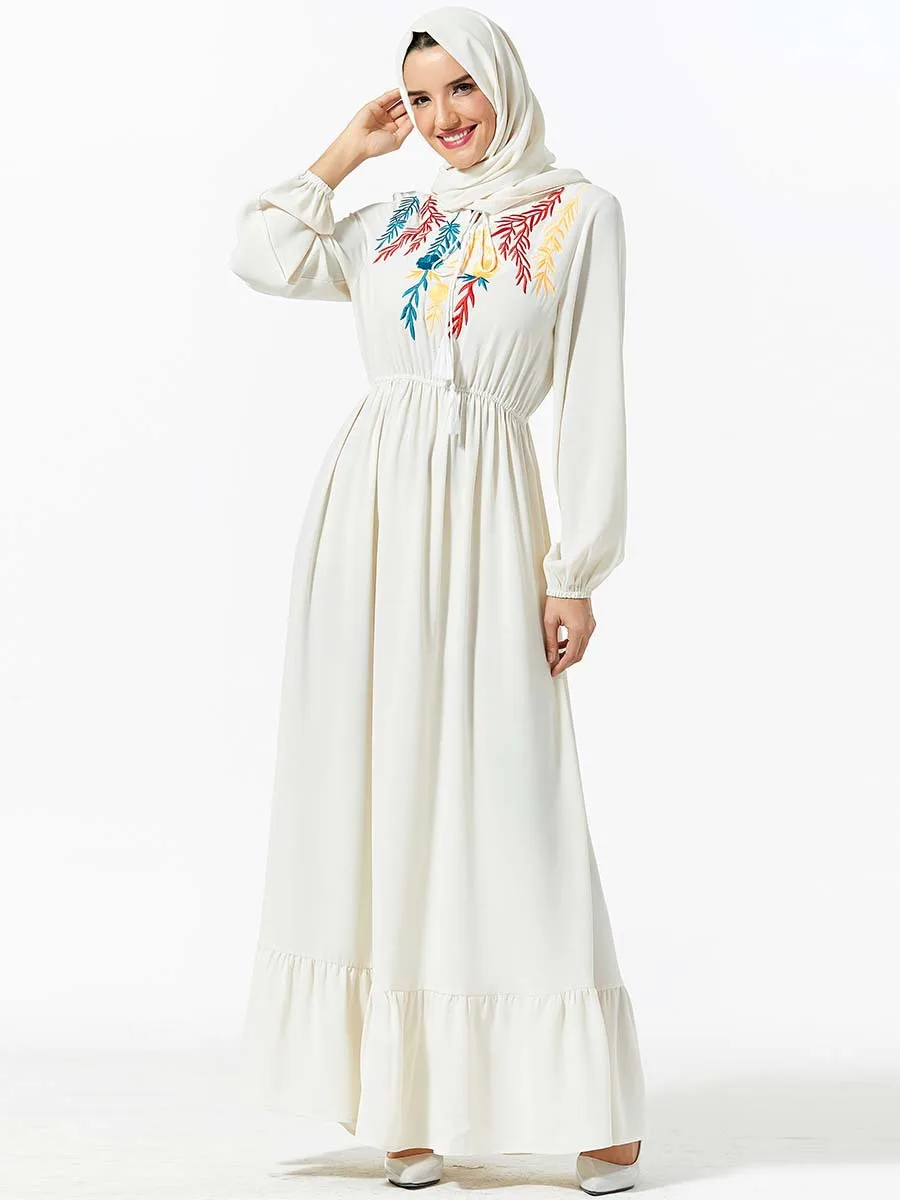 Мусульманское женское платье с длинным рукавом Дубайский хиджаб золотистое