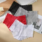 трусы женские нижнее белье женское сексуальное белье Комплект женского кружевного нижнего белья из 3 предметов, соблазнительные однотонные прозрачные трусы с завышенной талией, дышащее нижнее белье