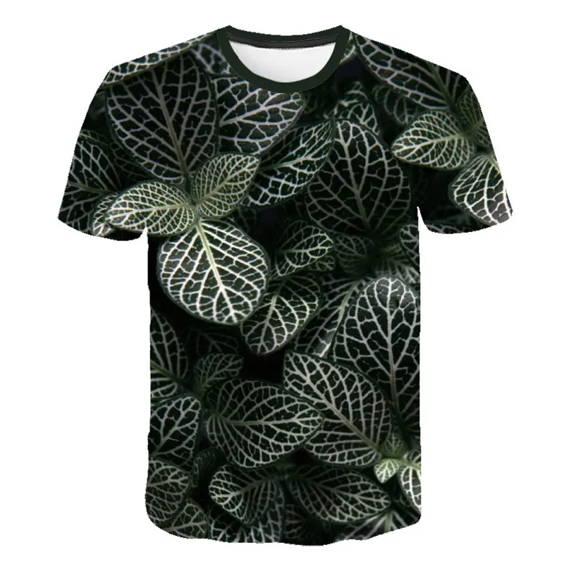 

Summer 3D Flower T shirt Green Leaves Tops Weeds Fashion Clothes Clothing Tees Boys Girls 3d T-shirt Kids Tee Cool Streetwear
