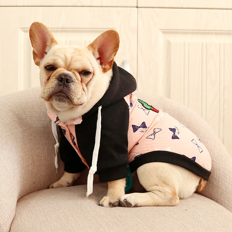 Одежда для собак Французский бульдог толстовка с капюшоном домашних животных