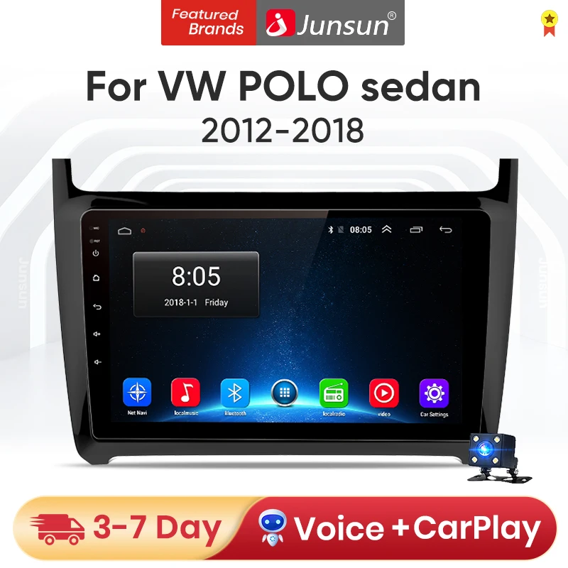 Junsun V1 4 + 64G андроид 10 Android Auto авто pantalla для Volkswagen VW POLO СЕДАН 6r 2012 2018 мультимедиа