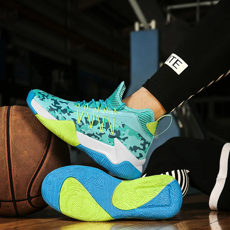 Yellow Platform Basketball Shoes Man Camouflage High Top Sports Shoes Men Breathable Basketball Sneakers Boys Zapatillas Hombre