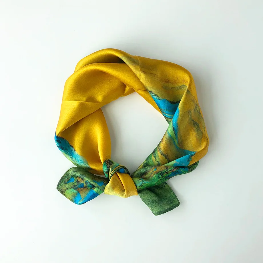 

Fashion Women Scarf 100% Real Silk Scarves For Ladies Foulard 2020 Pashmina Shawls And Wraps Soft Bandana Hijab Poncho 53*53cm