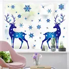 2021 Новое Рождественское украшение стикер снежинки стеклянная фотография Рождественская синяя Снежинка Лось Электростатическая наклейка