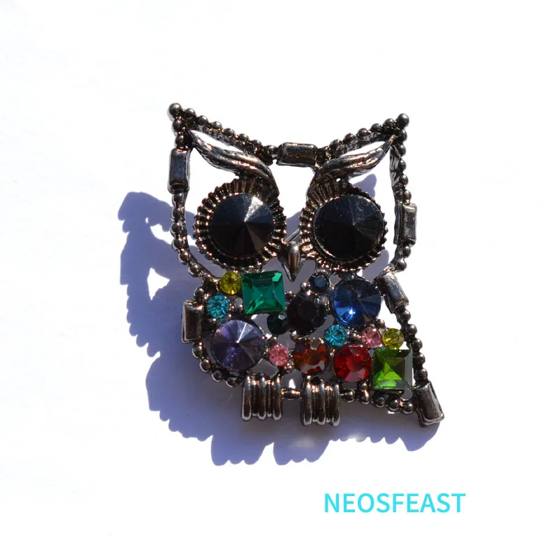 Элегантные Стразы Сова броши для женщин милая булавка с кристаллами