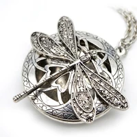 trendy vintage dragonfly hollow cage aromatherapy essential oil diffuser pendant necklace for women men anniversary party gift