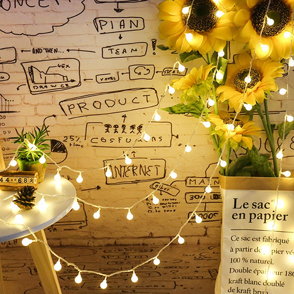 1 шт. декоративный светильник 20LED матовый белый шар форма дом двор вечерние USB