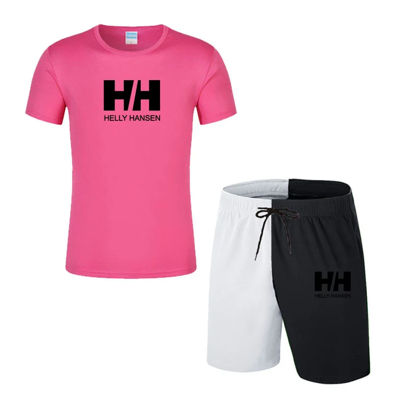 

2021 Fashion Casual Sportswear Summer Alphabet Print Suit Men's Jogging Fitness Suit Men's Suit T-shirt + Pants 2-Piece Set