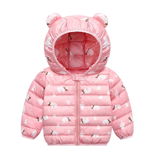 pink Осень-зима ; теплые куртки для девочек; пальто для мальчиков; куртки для маленьких девочек; детская верхняя одежда с капюшоном; пальто; детская одежда - Цвет: pink