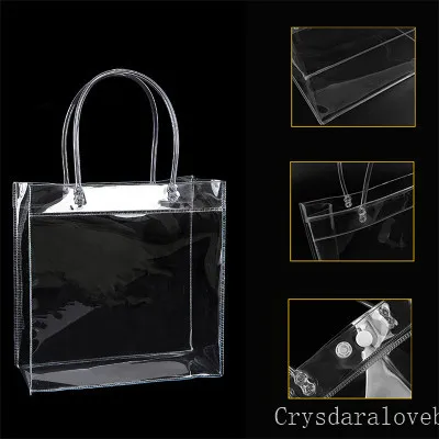 20 шт./лот Прозрачная мягкая Подарочная сумка-тоут из ПВХ, сумки с ручной петлей, прозрачная пластиковая сумка, косметичка