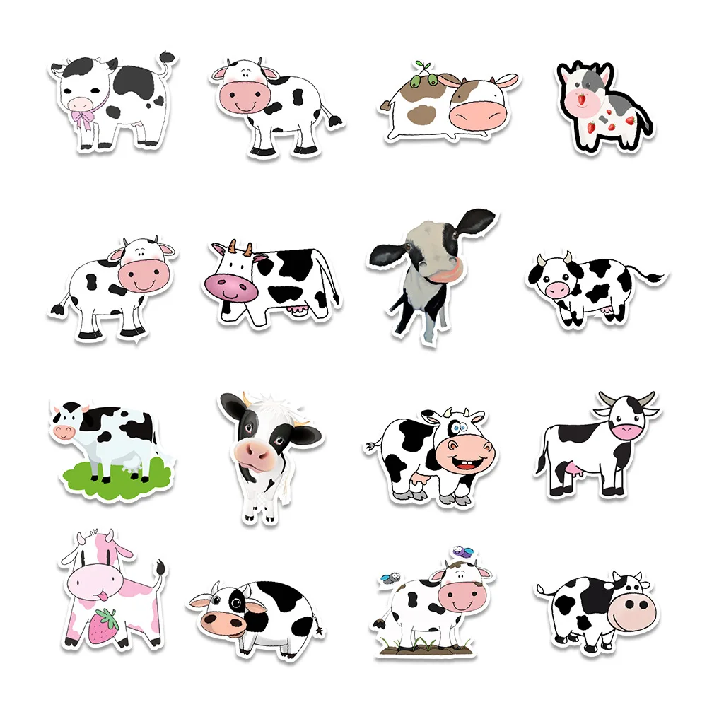 10/50 Uds de la fresa Linda vaca animales de dibujos animados pegatina para ordenador port&aacute;til monopat&iacute;n equipaje calcoman&iacute;as para refrigerador pegatinas de grafiti-3
