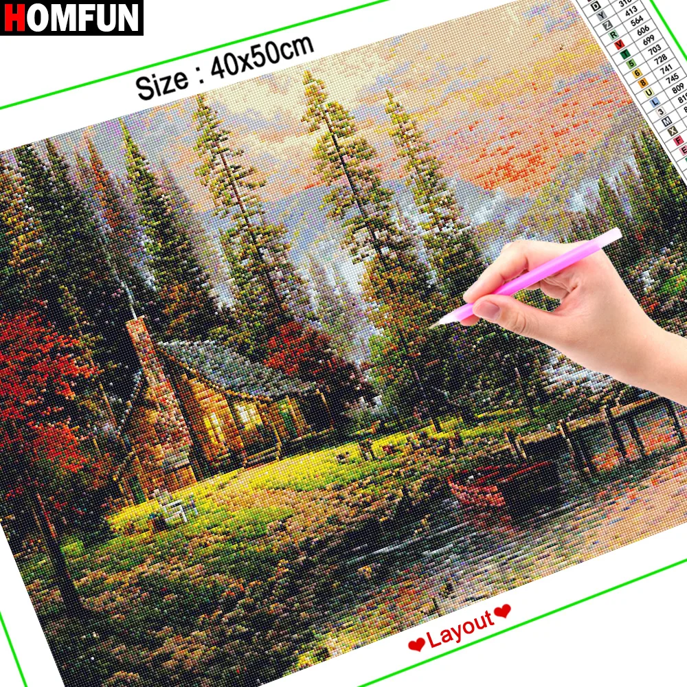 Алмазная живопись HOMFUN картина для вышивки крестиком 5D Вышивка Дом домашний декор