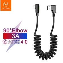 Mcdodo-Cable USB tipo C retráctil para coche, Cable de datos LED de carga rápida 4,0 para Huawei, Xiaomi, Samsung S10, 9, OnePlus