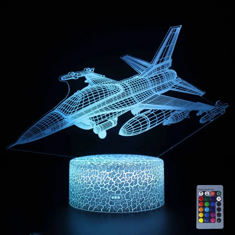 

Airplane LED 3D Night Light Acrylic Desktop Boys and Girls Holiday Gift Decorative Bedroom Bedside Table Lamp 7 Color Changing
