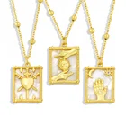FLOLA цепочка с золотой бусиной сглаза ожерелье медная раковина прямоугольная подвеска Фатима ручное ожерелье Позолоченные ювелирные изделия nkey40