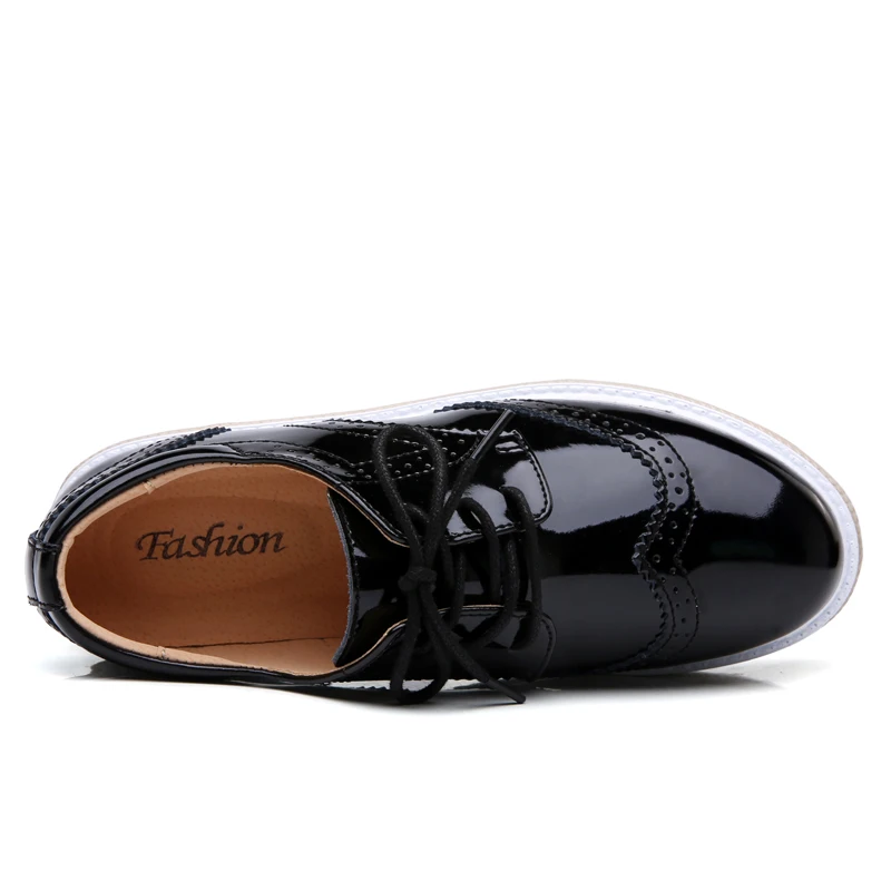 2019 г. весенние женские туфли оксфорды на платформе обувь из натуральной кожи с