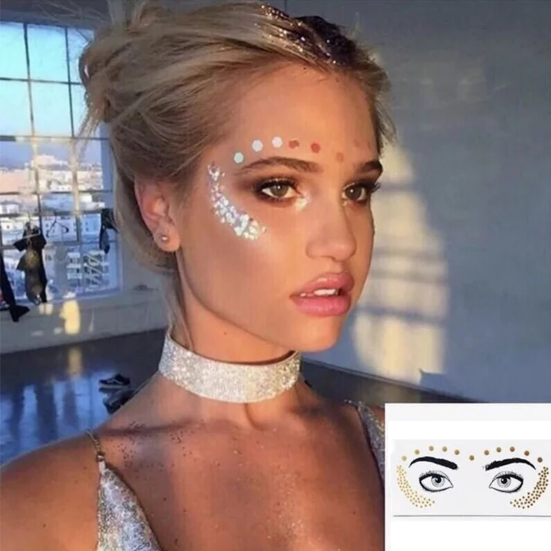 Золотая временная тату наклейка стразы поддельные наклейки блестящие веснушки