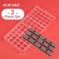 1 3pcs polycarbonate chocolate molds tray form for diamond chocolate bar moulds confectionery baking mold pastry bakeware tools