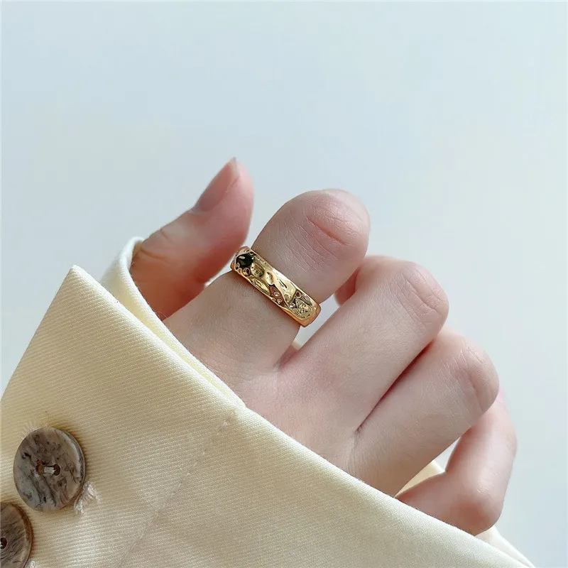 

POFUNUO Real 925 Sterling Silver Original Design Irregularity Women Rings S925 18K Gold Female Wedding Birthday Jewelry Rings