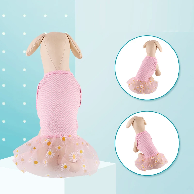 

2021 new dog clothes pet for small dogs Clothing cats dress Summer pets Puppy dresses costume spring yorkies Mesh solid color no