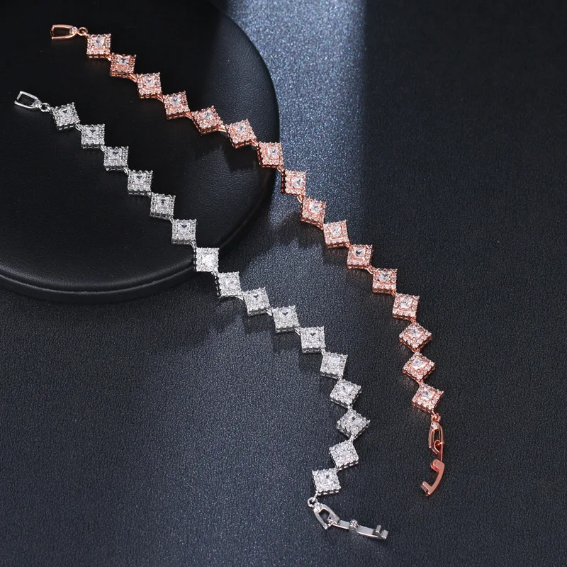 KSRA винтажный роскошный квадратный циркониевый браслет для женщин Романтический