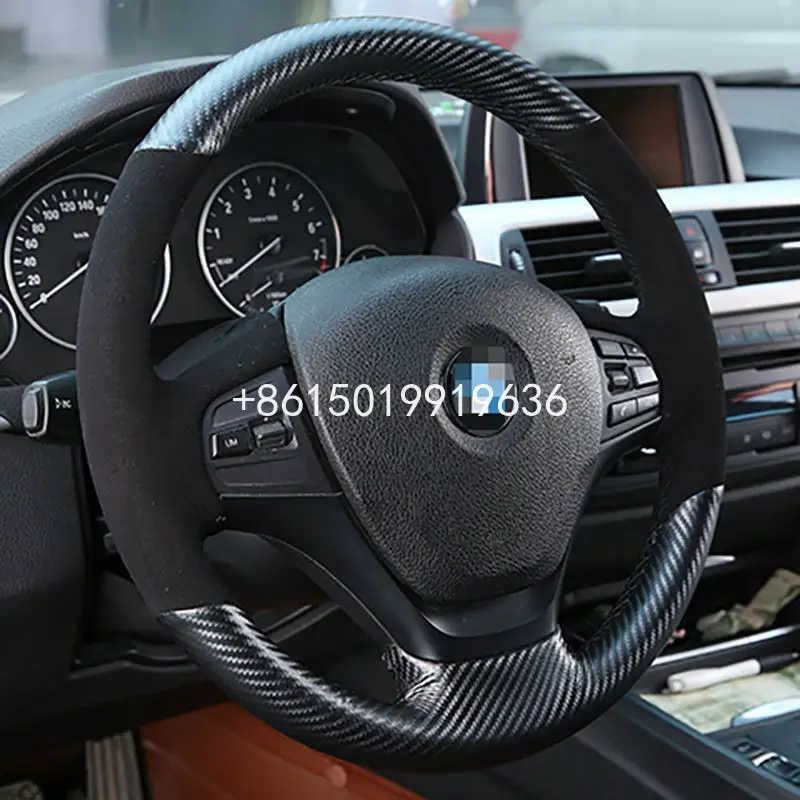 

DIY Hand sewing Top Leather Carbon Fiber Car Steering Wheel Cover For BMW 320D F20