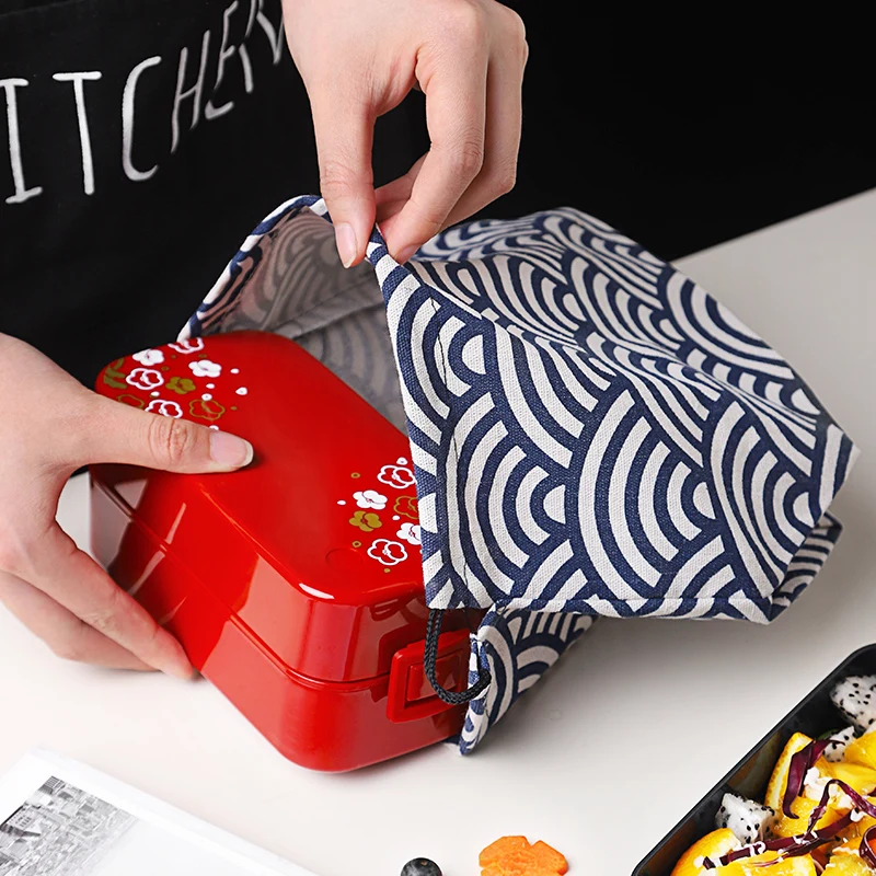 Ланч-бокс для микроволновой печи 2-Ярусный контейнер еды с японскими цветами