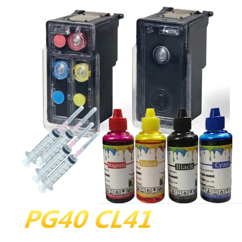 PG-40 CL-41 перезаправляемый картридж совместимый для Canon Pixma MP140 MP150 MP160 MP180 MP190 MP210 MP220 MP450 MP470