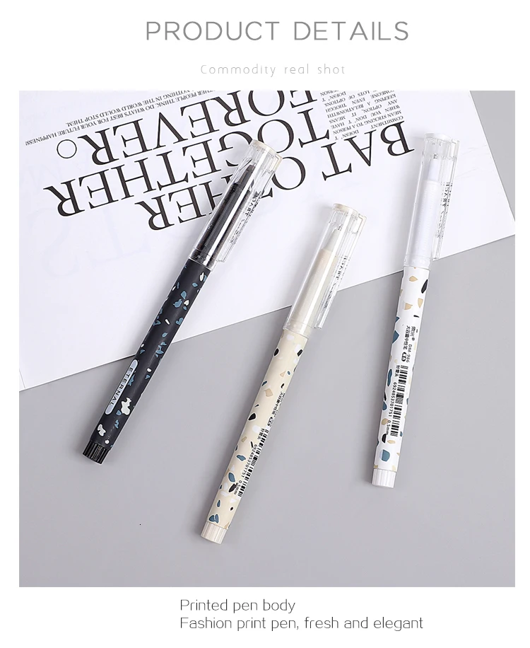 JIANWU 3pcs/set Simple lovely Large Capacity Gel Pen Quick-drying Neutral Pen for student black ink pen kawaii school supplies
