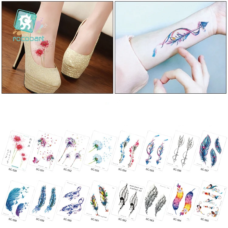 Новый Рикардо тату-наклейки с драконом перо тату Цветок на руку стикер цвет