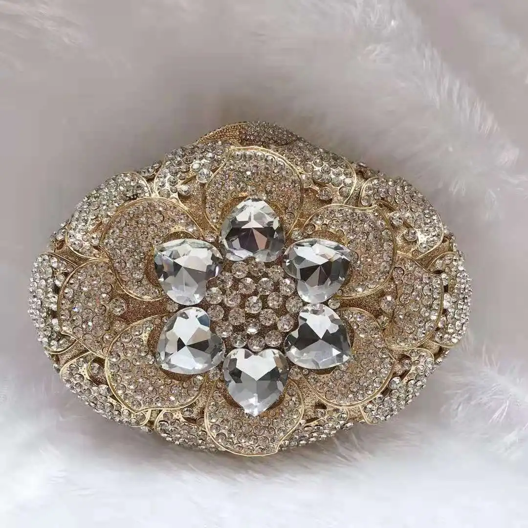 

Floral Big Diamond Women's Flower Bridal Wedding Handbag Ladies Rhinestone Party Dinner Elegant Clutch Bag Female Evening Purse