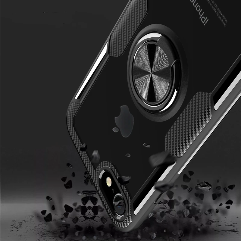 KEYSION Ring Case for iPhone SE 2020 New Transparent Shockproof Phone Cover for iPhone 11 11 Pro Max XR 8 7 6S 6 Plus X Xs Max