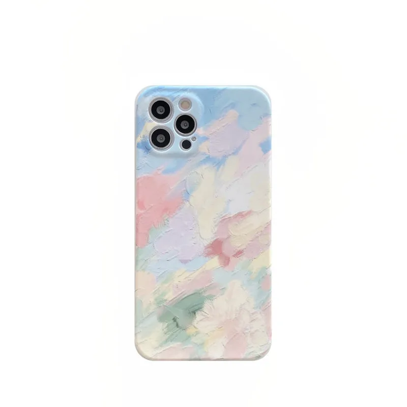 

Color oil painting silicone phone case is suitable for iPhone11 12Pro Max mini X XR XSMax8 7PluS anti-drop protective back cover