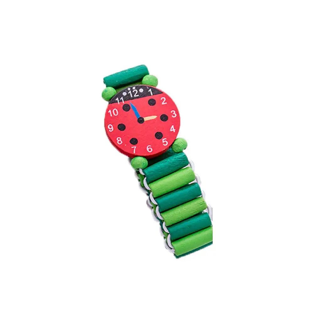 Juguetes artesanales de madera para ni&ntilde;os, juguetes de aprendizaje y educaci&oacute;n, relojes el&aacute;sticos de dibujos animados, fiesta que apoya a los ni&ntilde;os, pulsera de juguete, regalo-5